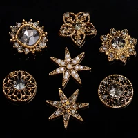 5 pcs rhinestone pearl flower plate diamond button jewelry scarf for hair accessories sewing decorative clothing coat buttons
