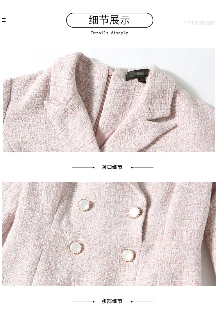 

ZUOMAN Women Autumn & Winter Elegant Blazer Dress Festa High Quality Vintage Office Party Robe Femme Designer Pink Vestidos