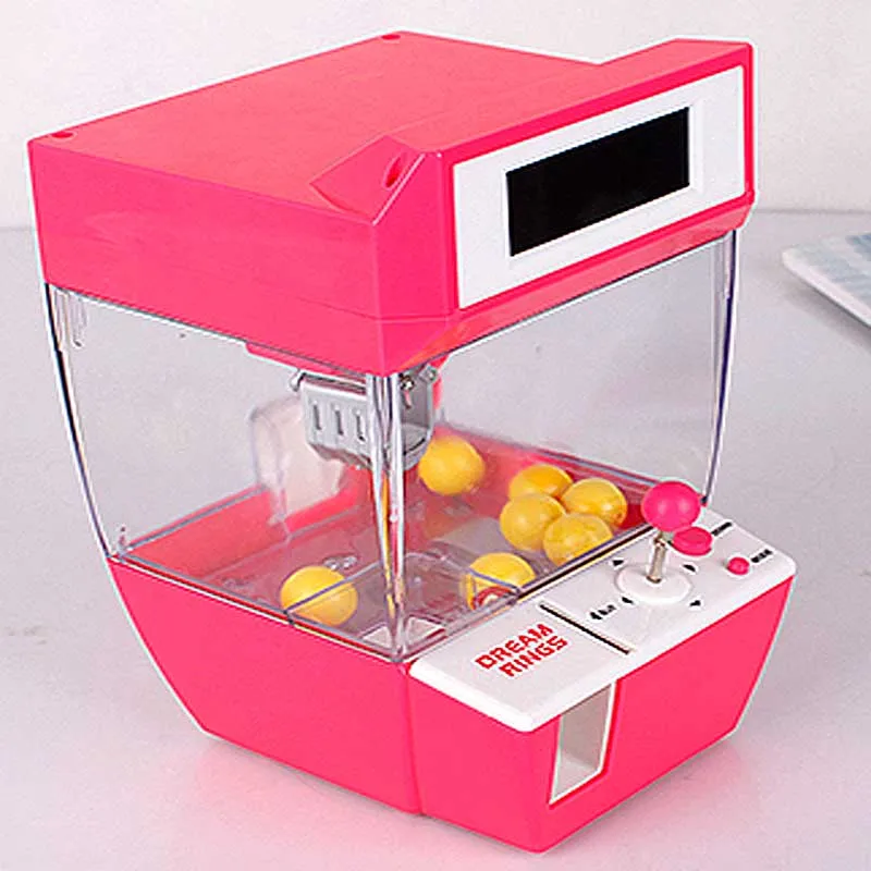 Pink with gift box Монетный захват для конфет, кукла, игрушка, шарики, ловушка, кран, машина, Плата часов, игра, Электронная мини настольная машина для когтей, подарки для детей - Цвет: Pink with gift box