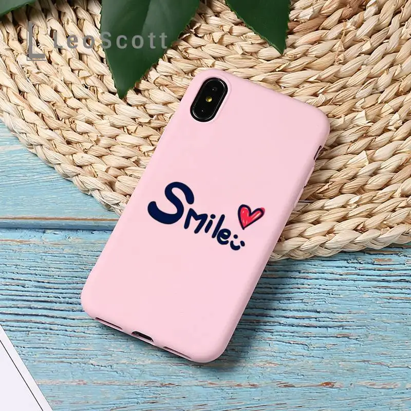 

Cute cartoon smiling charming Phone Case Candy Color Phone Case for iPhone 11 pro XS MAX 8 7 6 6S Plus X 5S SE 2020 XR