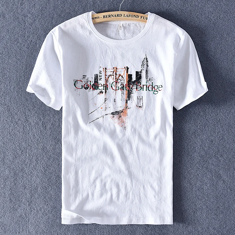 Футболка мужская льняная с коротким рукавом и круглым вырезом | Мужская одежда