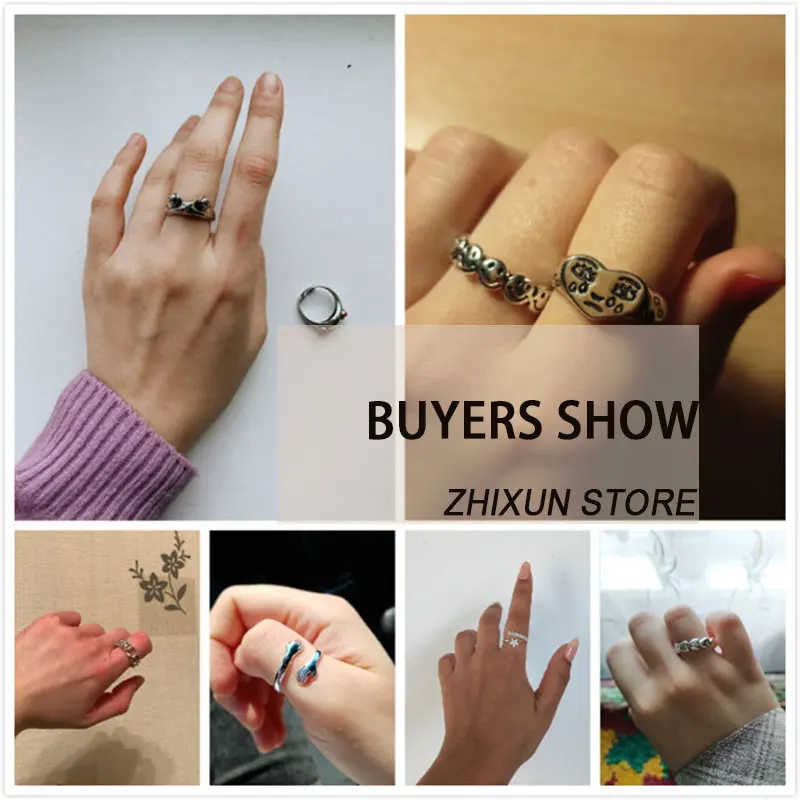 

Vintage Silver Color Smiling Face Open Rings for Women Bohemian love hug Frog Ring Creativity 2021 Fashion Jewelry Best Gift Hot