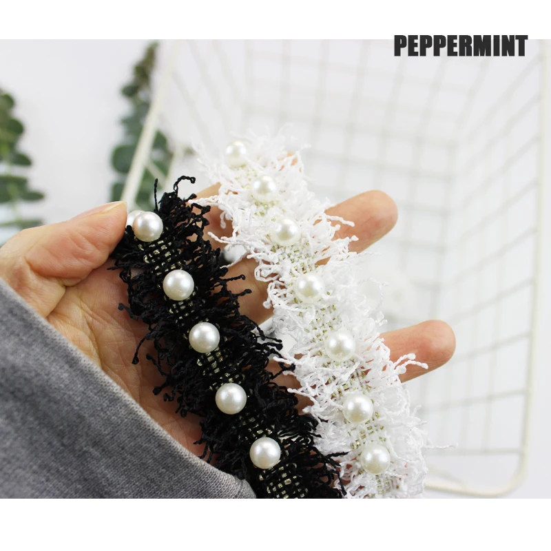 1 Yard 30mm Black White Beaded Trim Gold Pearl Lace Sewing Ribbon Handmade DIY Costume Dress Supplies Craft | Дом и сад