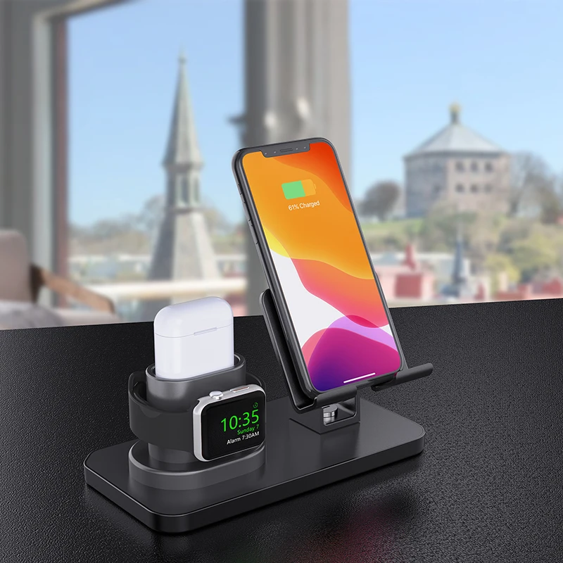 3 в 1 зарядная док-станция Многофункциональный держатель iPhone X XR XS Max 8 7 6 Apple Watch Airpods зарядное устройство Держатель подставка Док-станция# f0