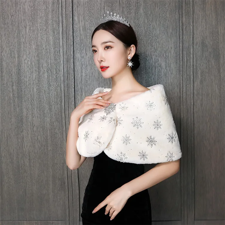 JaneVini Элегантный легкий кремовый цвет свадебная накидка плащ из искусственного