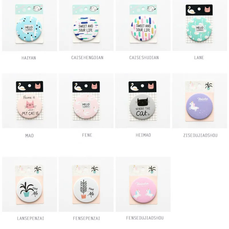 Милое зеркало мультяшное персональное модное портативное круглое косметическое