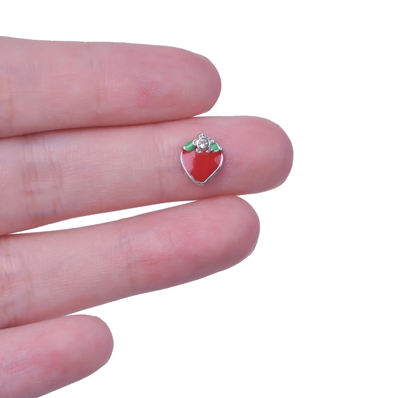 Подвески в виде клубники 20 шт./лот Плавающие для памятного кулона ожерелья