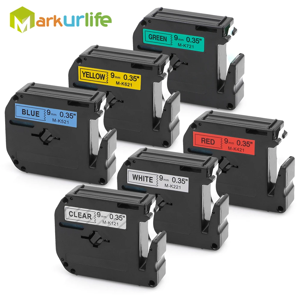 6 шт./лот M K121 K221 MK121 MK221 Comptible для Brother м ленты черная и белая кассета этикетка PT100 PT65