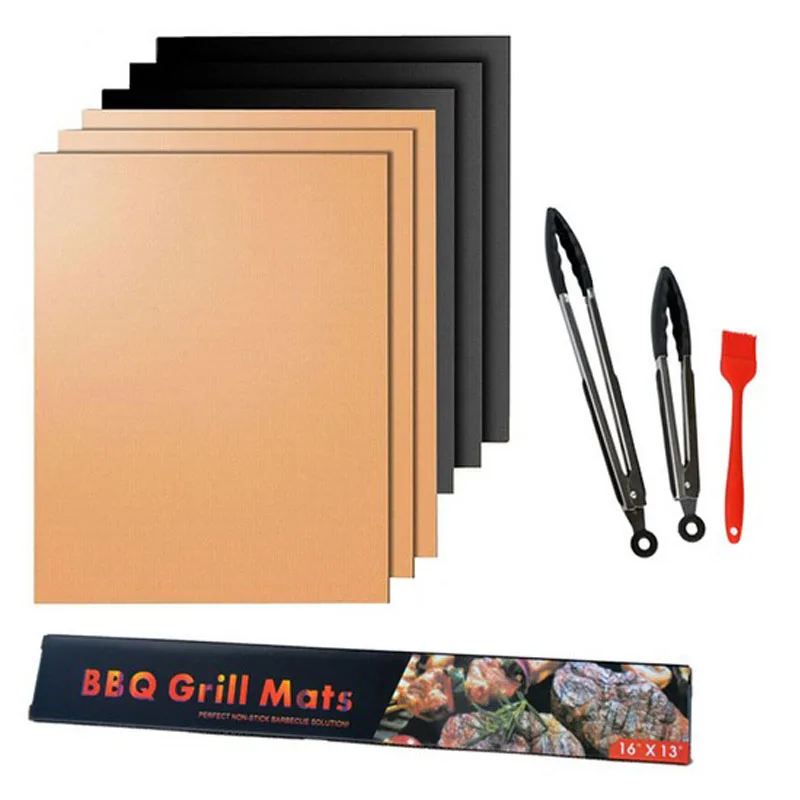

5 PCS Grill Mat Barbecue Pad High Temperature Resistance Non-toxic Glass Fiber Material Baking Grilling Roasting Camping Tools