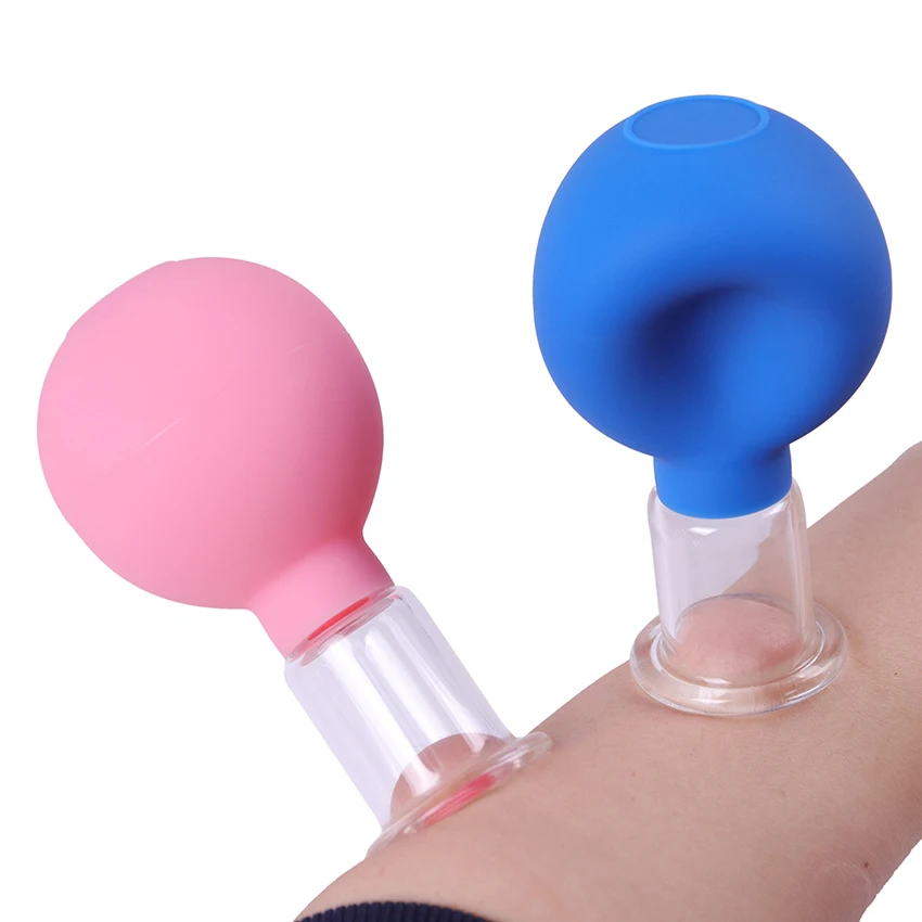 

1PC Blue Pink Vacuum Cupping Cups PVC Head Glass Suction Body Massage Family Meridian Acupuncture Chinese Medical Therapy Jar