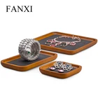 Oirlv ювелирные изделия Дисплей поднос из цельного дерева; Микрофибра; Кулон кольцо Органайзер лоток браслет коробка для хранения ювелирных изделий держатель Дисплей Porps пластина