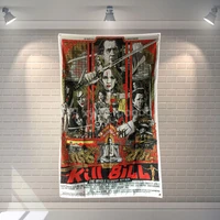 kill bill movies poster scrolls flag bar cafes hotel theme home decoration banners hanging art waterproof cloth decoration