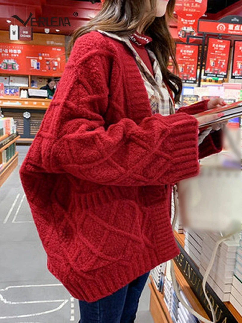 Клетчатый однотонный красный Рождественский кардиган Verlena Женский винтажный