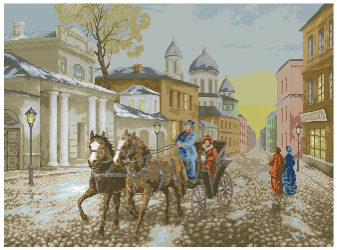 

Carriage street Top Quality Cross Stitch Kits 14CT Unprinted Counted Sewing kit DIY Embroidered Handmade Home Decor