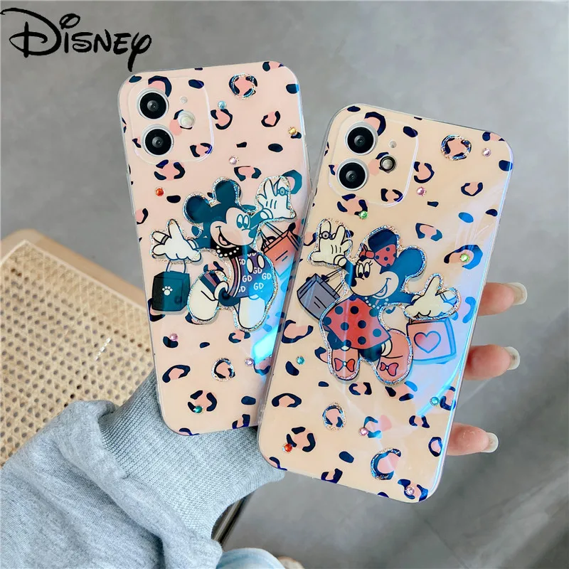 

Disney Mickey Minnie for IPhone 7/8P/X/XR/XS/XSMAX/11/12Pro Blu-ray Cartoon Cute Couple Mobile Phone Case