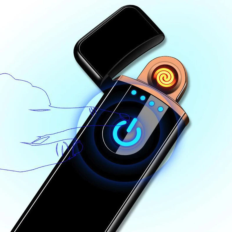 New thin usb charging lighter touch screen electronic cigarette lighters small rechargeable electric windproof men gift | Дом и сад