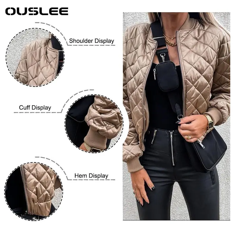 OUSLEE Jacket Women Autumn Winter Oversize Female Coat Hooded Outerwear Warm Parka Cotton Padded Zip Up Jacket