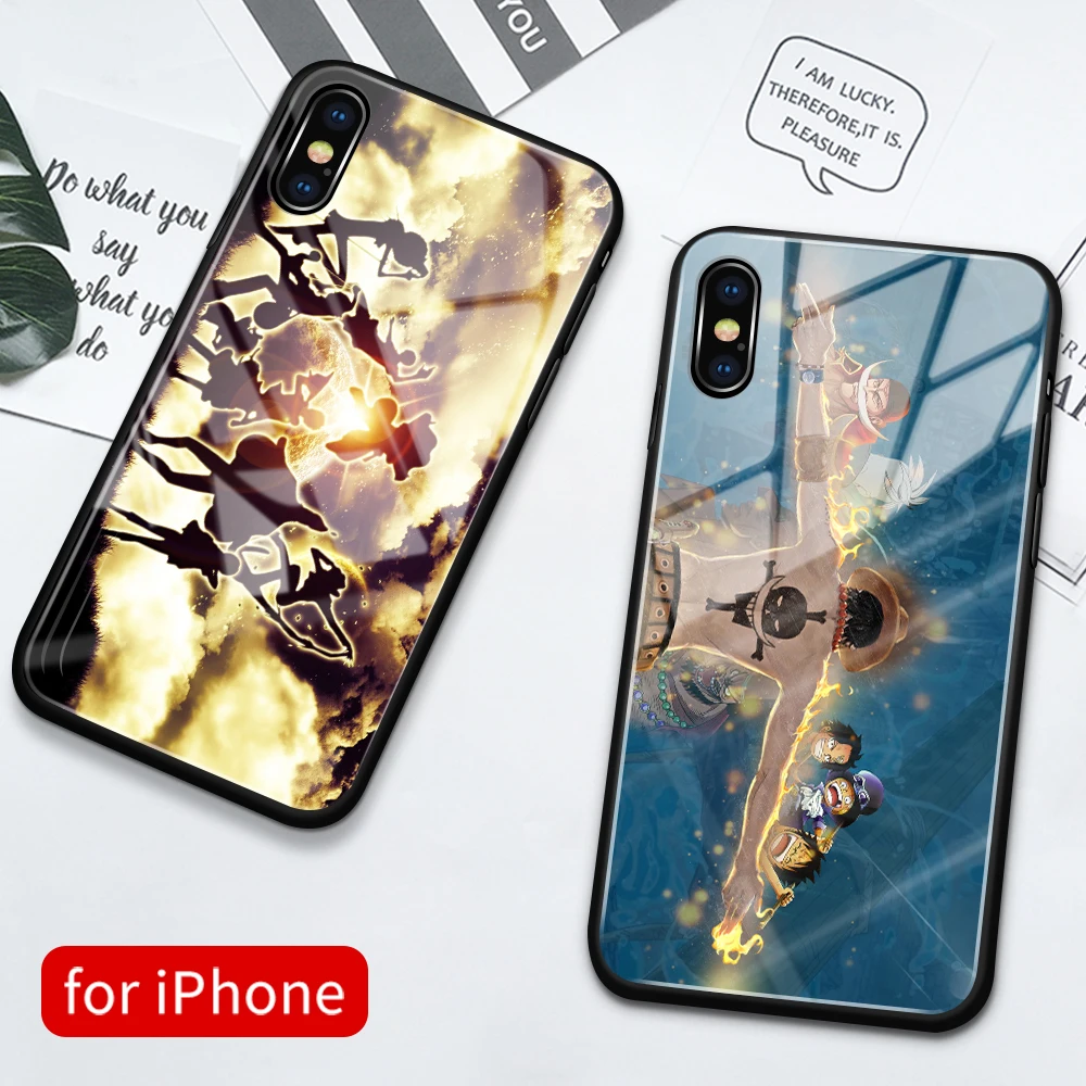 Мультяшный цельный Луффи стеклянный чехол для телефона iPhone 12 Pro max XR XS X 8 7 6s 6 Plus SE2