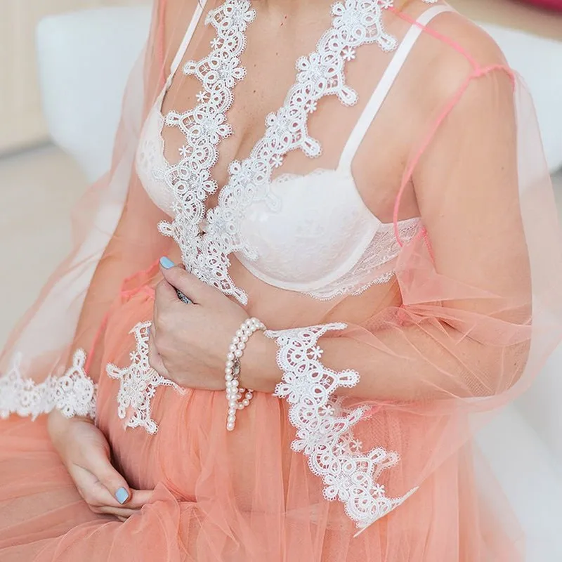 Le Couple 2019 Тюлевое платье для беременных реквизит фотосессии летнее кружевное