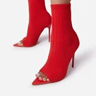 Женские ботинки на высоком каблуке, женская обувь на каблуке-гладиаторе, осенняя женская обувь, женские модные ботинки с открытым носком, обувь для вечеринки и свадьбы для женщин