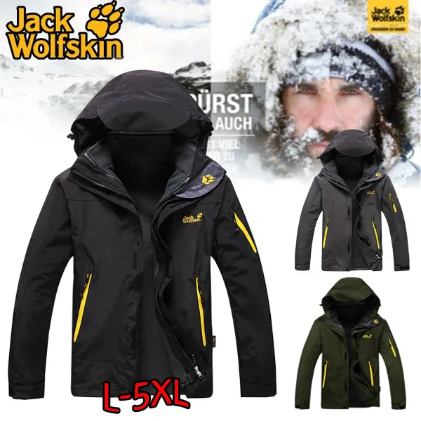 

Новинка 2021, зимняя куртка Jack Wolfskin, мужская куртка из двух предметов «Три в одном», съемная бархатная Толстая теплая куртка для альпинизма