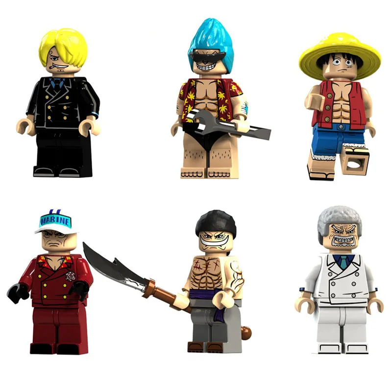 Аниме цельные строительные блоки Luffy Zoro игрушки Санджи и нами Robin Franky Ace Shanks Burukku