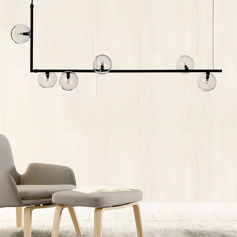 Подвесной светильник g9 led Nordic из железа стекла черного и золотого цветов