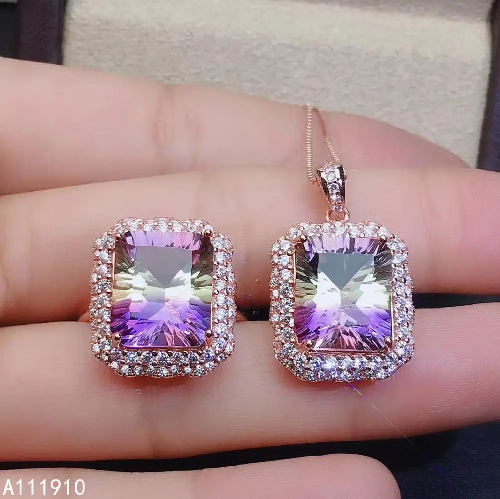 

KJJEAXCMY fine jewelry 925 sterling silver inlaid Ametrine gemstone female ring necklace pendant popular noble
