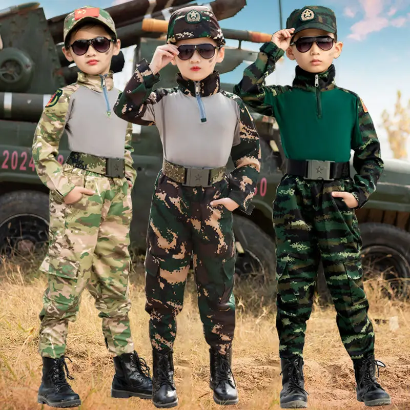 Детский Камуфляжный костюм для военной тренировки летний лагерь лягушки
