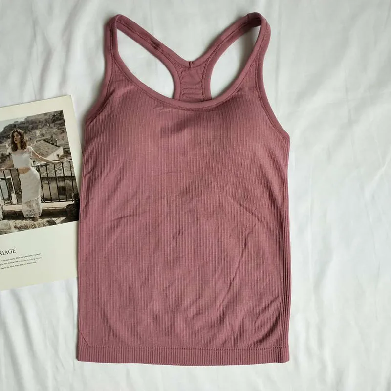 Women's High Beautiful Back Bra Seamless Breathable Sports Yoga Running Fitness Yoga Tank Top with Breast Pad  Gym