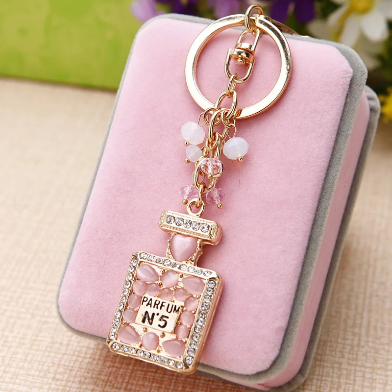 Новый Кристалл Стразы флакон духов брелок Модный золотой автомобильный с
