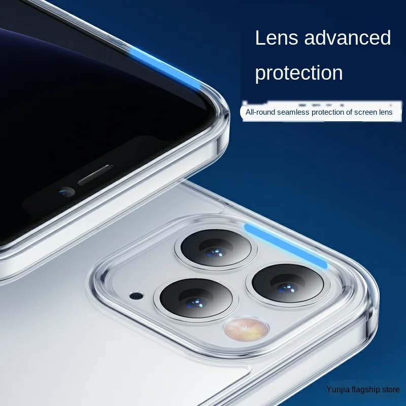 

case iPhone 12pro ultra thin transparent 12pro silica gel edge full package anti drop Mini glass case 12pro max