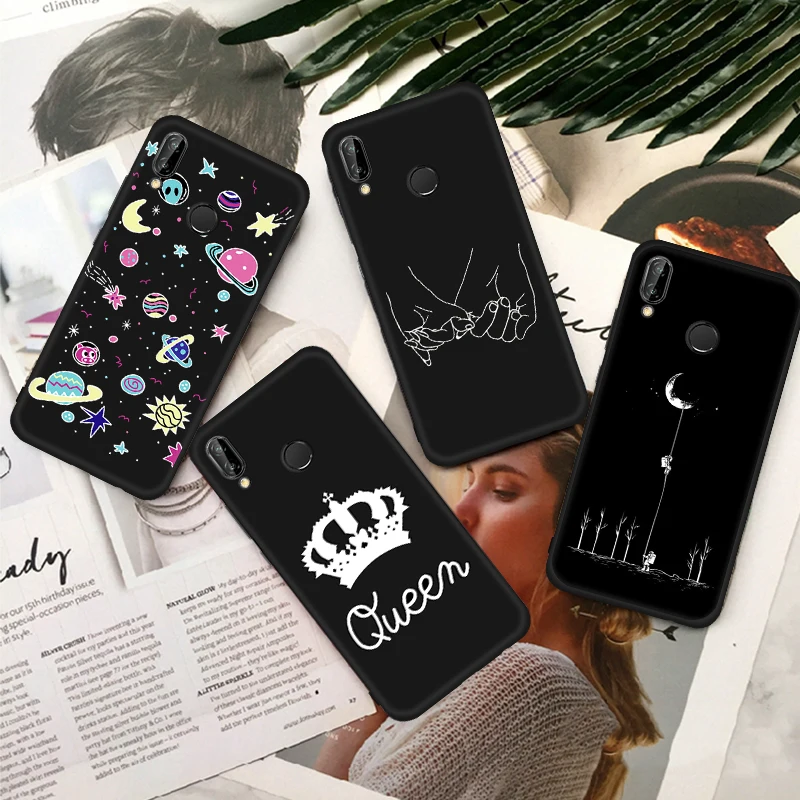 Черный чехол с рисунком для Huawei Y6 Pro 2019 защитный Prime P30 lite P smart 2020 2021|Бамперы| |