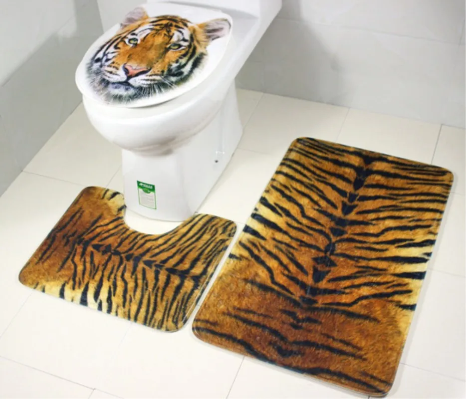 3 шт./компл. Противоскользящий коврик для ванной с тигровым леопардовым узором
