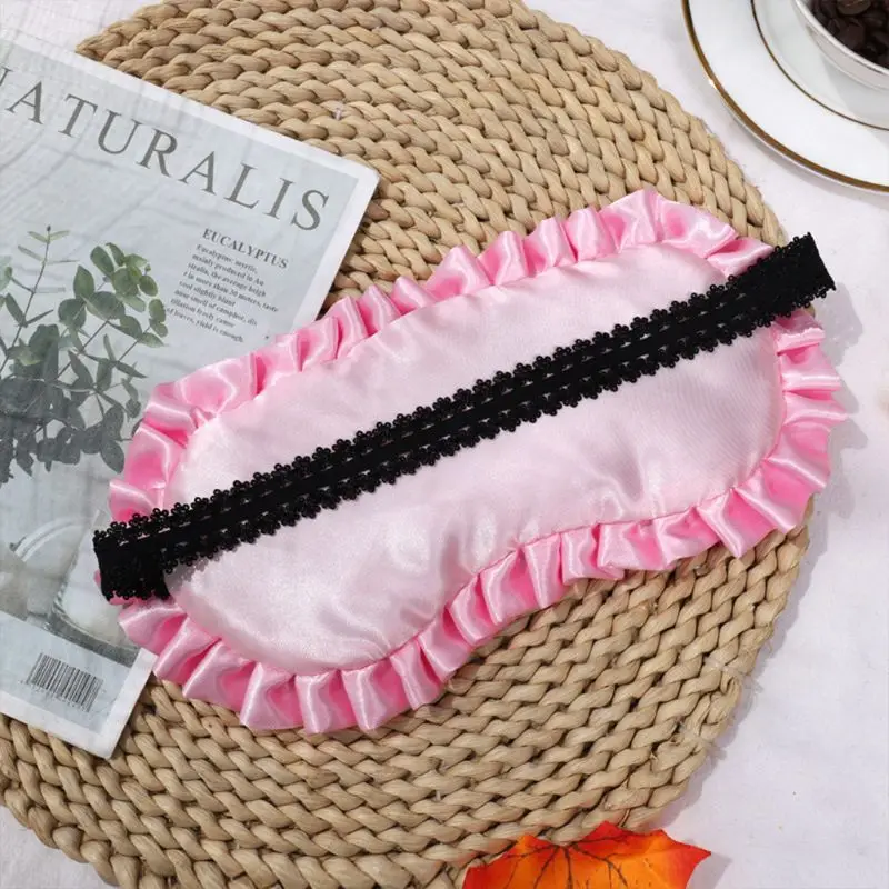 Женская маска для сна из искусственного шелка повязка на глаза с оборками и