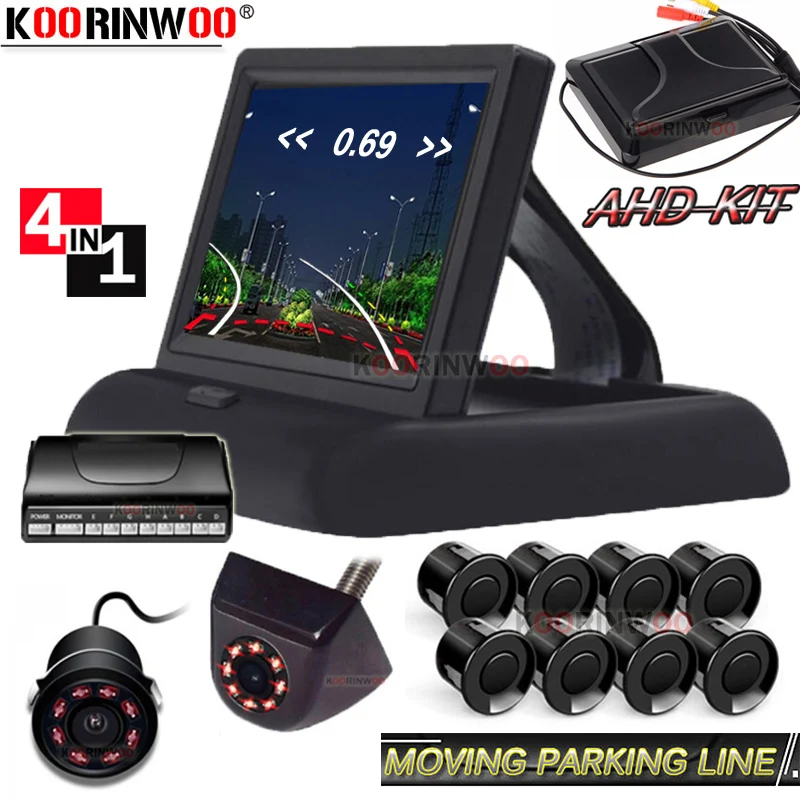 

Koorinwoo AHD Moving Parking Line Camera Car Sensor Reverse Sensor Parktronic With Camera Car Monitor Video blind spot detection