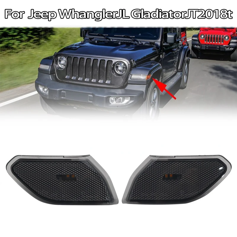 

2Pcs Car Side Marker Turn Signal Warning Light Side Turn Signal Lamp for Jeep Wrangler JL Sport 2018+