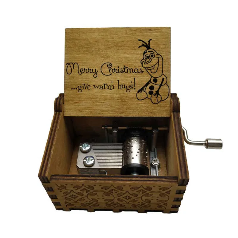 Деревянная музыкальная шкатулка с резьбой под старину Музыкальная принтом Let It Go