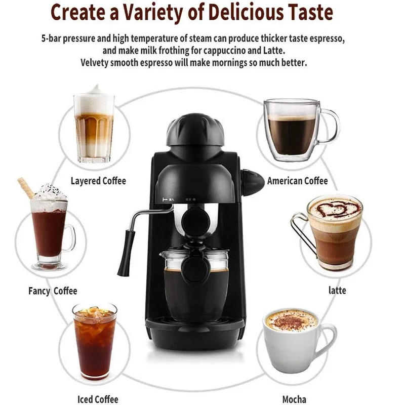 Мини домашняя кофейная машина Expresso Полуавтоматическая кофеварка латте и