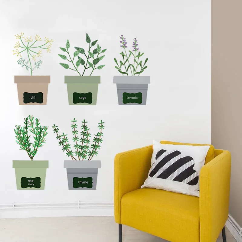 

Creative Plant Flower Pot Wall Stickers Home Decor Bedroom Living Room Wall Decals Diy Wallpaper Pvc Mural Art