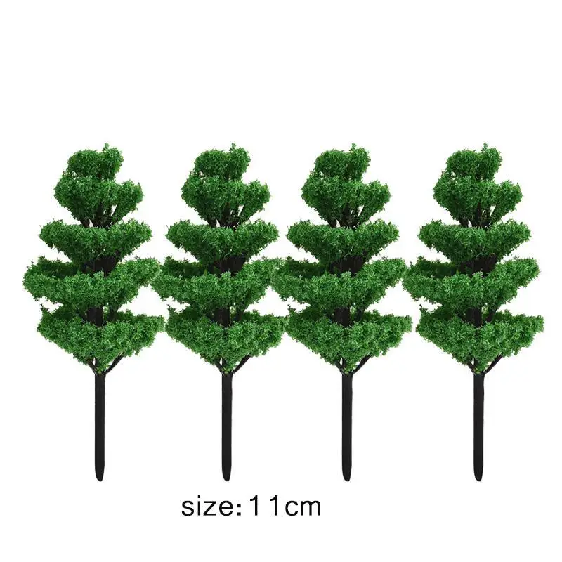 11cm 4 шт./компл. искусственная мини дерево зеленая поддельная елка полимерные фигурки Фея Сад миниатюрные рождественские украшения DIY террариум - Цвет: 11cm