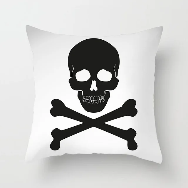 

Sugar Skull Print Pillowcase Christmas Eve Dream Night Scary Skull Pillowcase, Car Decoration Pillowcase 45x45cm Fundas De Cojin