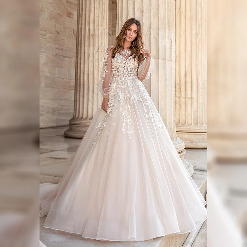 Королевский Sposa 2019 Новое кружевное свадебное платье с круглым вырезом декольте