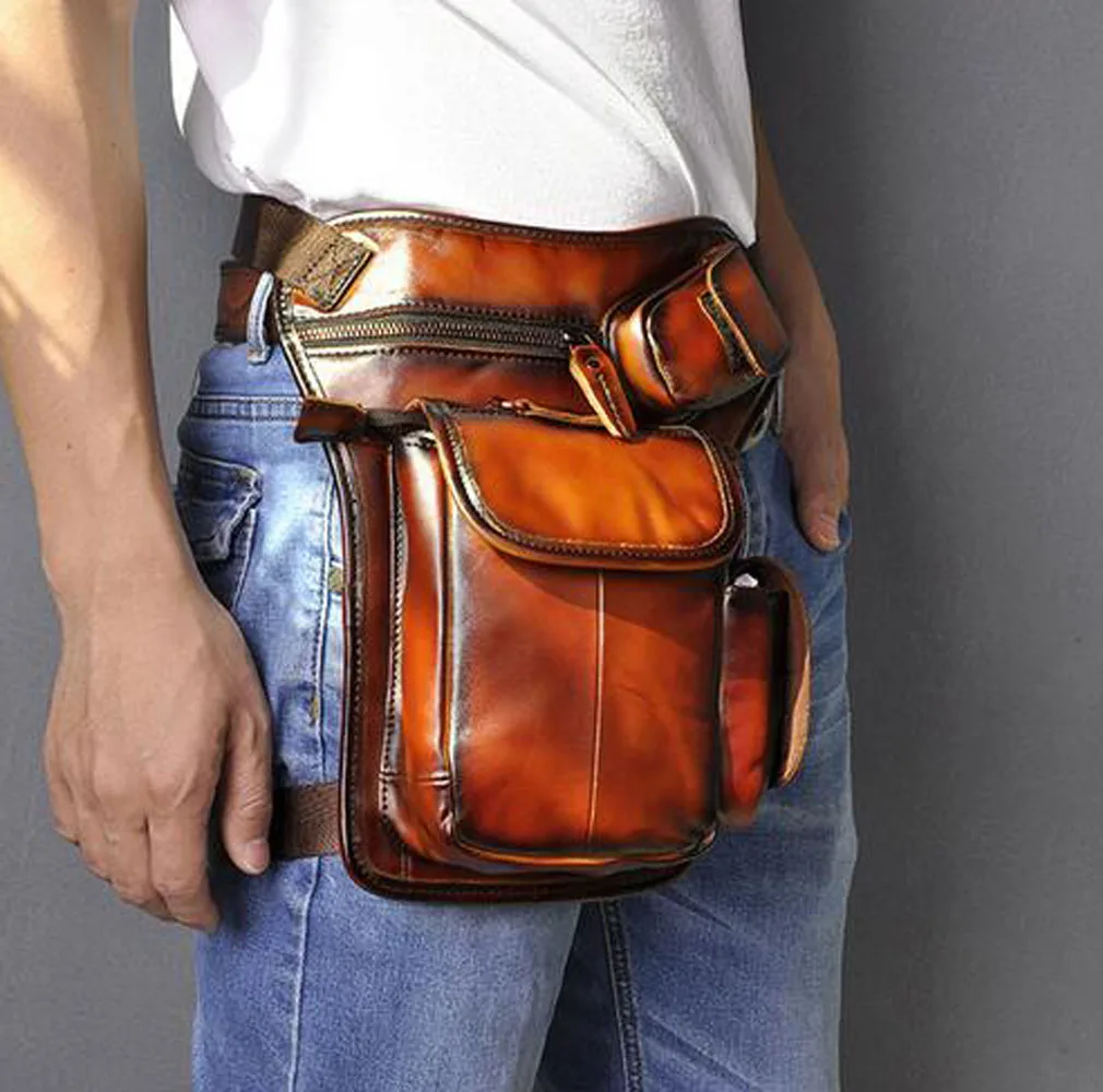 Мужская поясная сумка Crazy Horse/с воском из натуральной кожи винтажный тренд