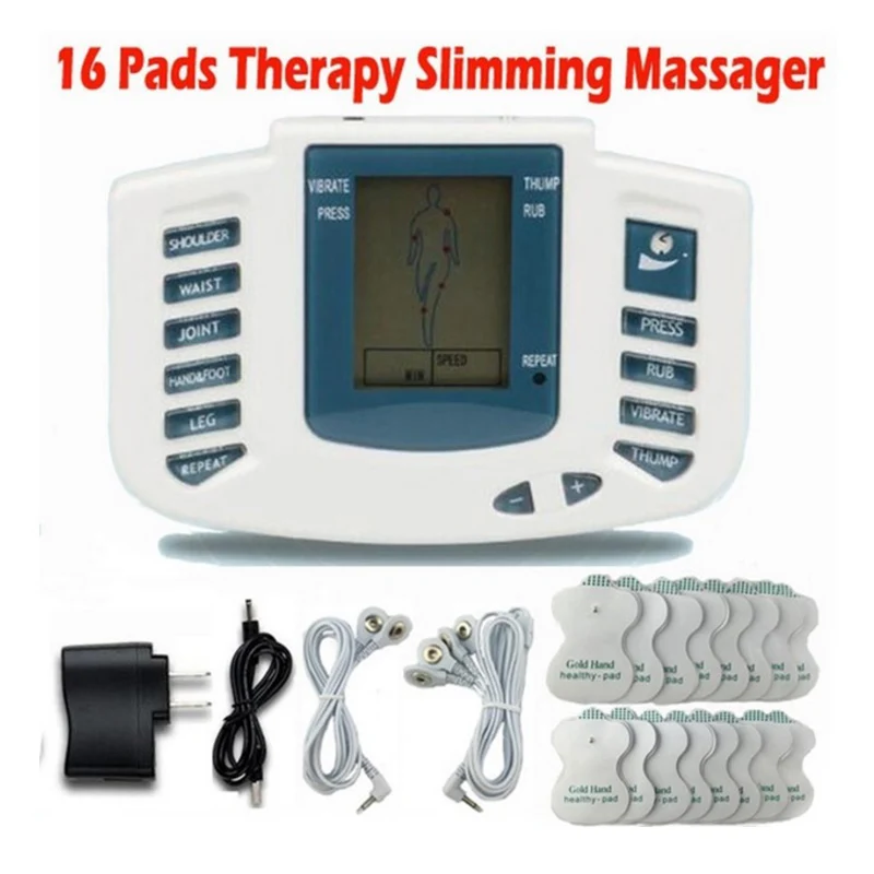 

1Set Electric Pulse Acupuncture Therapy Machine Muscle Stimulator 16 Pad EU Plug Tens Massager Meridian Physiotherapy Apparatus