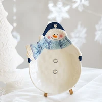 salad plate christmas gifts home decorations cartoon ceramic bowl snowman tableware for christmas dinner plates fruit tray vajil