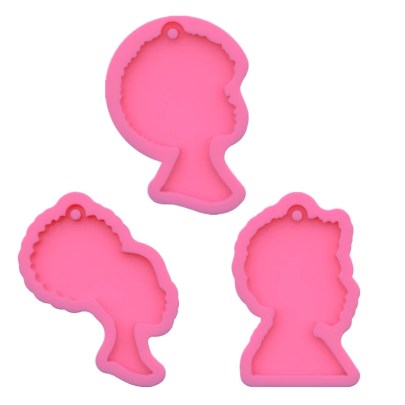 

Super Glossy Women Head Epoxy Resin Mold Keychain Casting Silicone Mould DIY Crafts Jewelry Pendant Making Tools