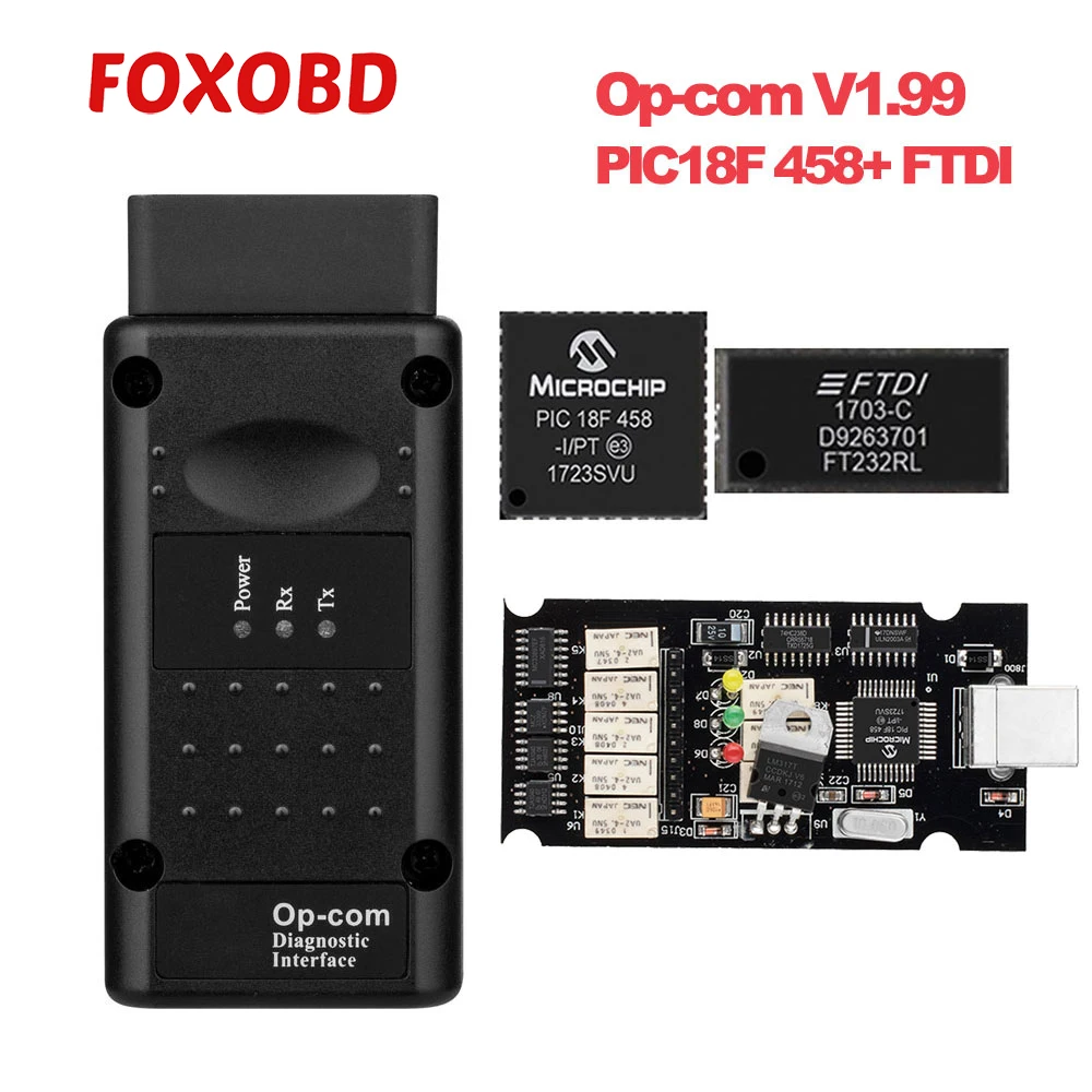 Чип диагностический Op com V1.99 PIC18F458/FTDI Can шина для Opel OBD2 Автомобильный сканер Com 1 99