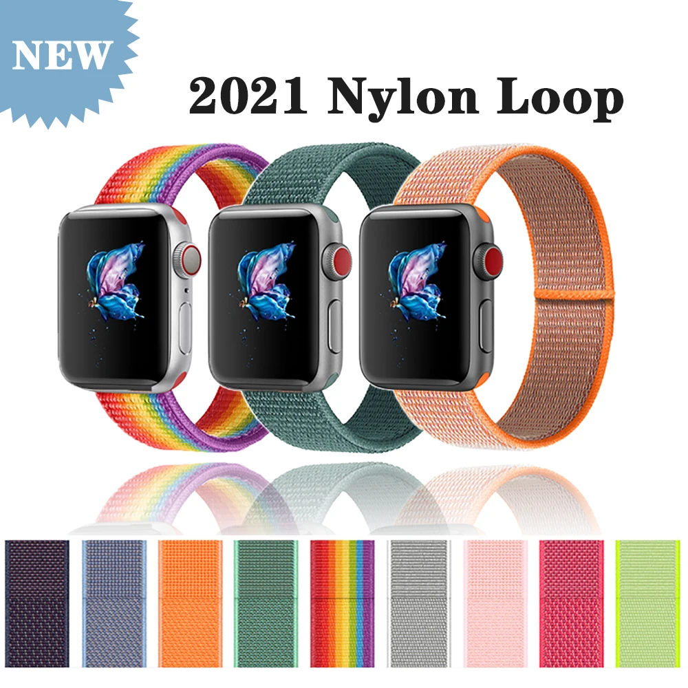 Nylon Loop Strap For Apple Watch band 44mm 42mm 38mm 40mm Smartwatch Belt correa belt Bracelet iWatch 4 5 SE 6 Watchband