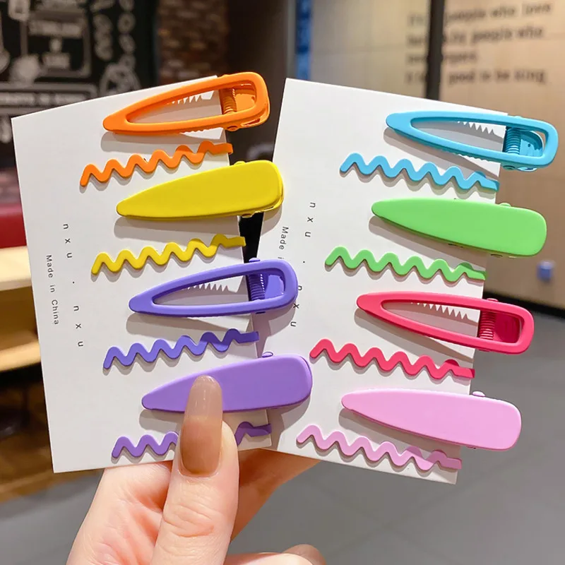 

4pcs/set Women Solid Color Wave-shaped Hair Clip Set Candy Color Casual Hair Accessories Women Girls Headwear Decoration